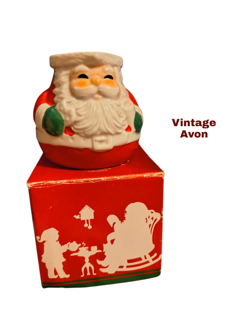 ♦️Avon Red and Green Ceramic Santa Cookie Jar